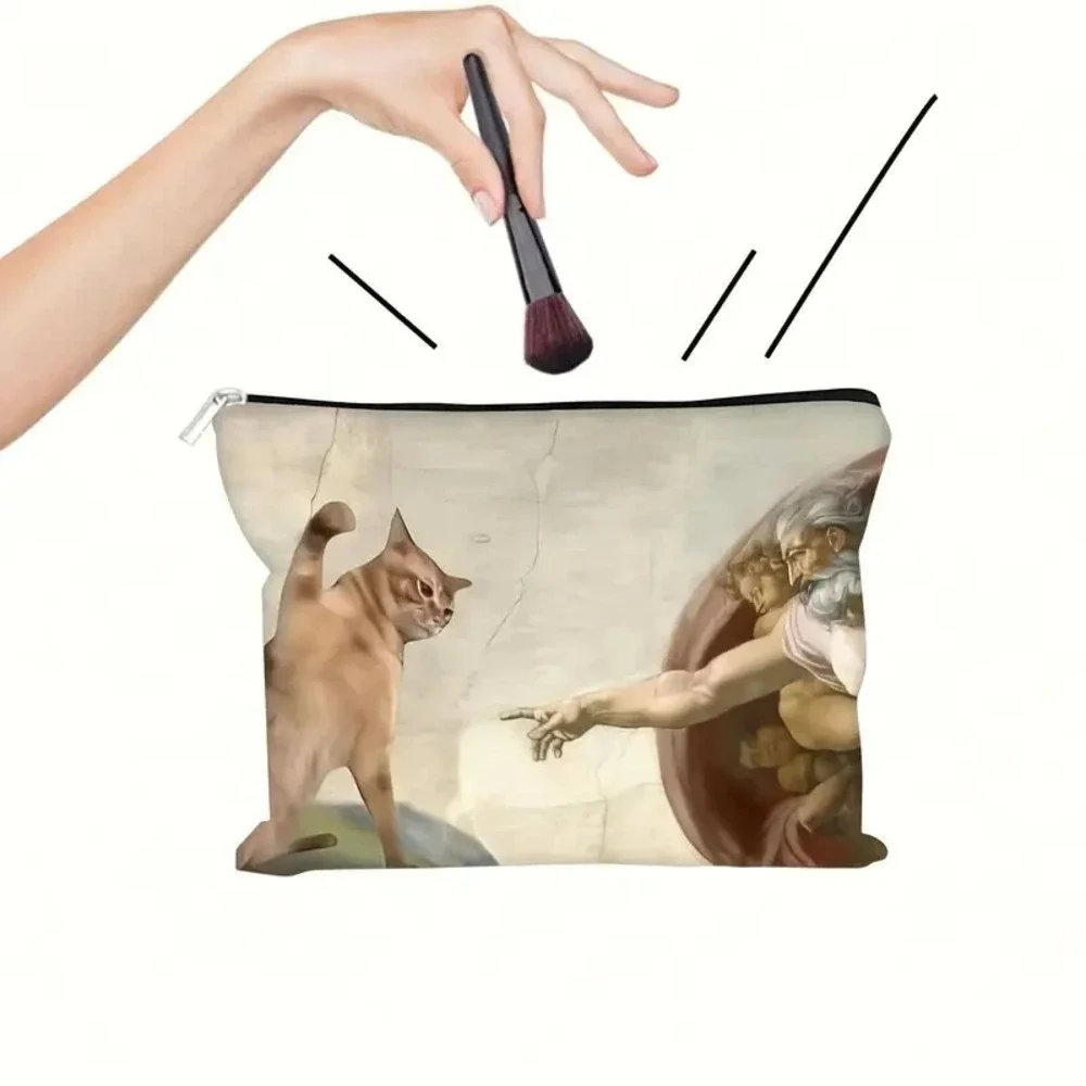 Cat Sistine‎ Chapel Swats God Funny Makeup Bag - New